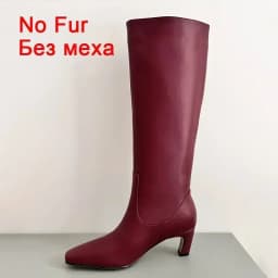 JOZHAMTA Size 34-43 Women Knee Boots Real Leather Wide Calf Fall Winter Shoes 2025 Kitten High Heels Long Tall Boot Casual Dress
