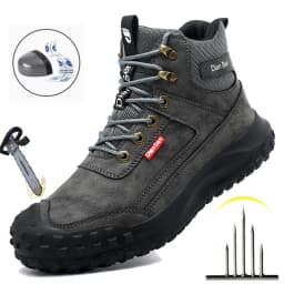 Dian Sen Men's Steel-Toed Safety Shoes With Anti-smash , Anti-Puncture And Anti-Slip Soles, Fashionable Industrial Work Shoes