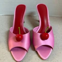 Minimalist Style Women's Pointed-Toe Stilettos Heel Sandals Open-Back Design Cherry Accent Sweet Style for Summer Daily Looks