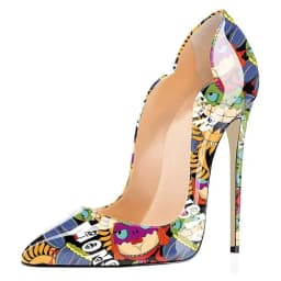 Sexy stilettos print patent leather pumps 2026 summer new in shallow high heels plus size luxury designer party shoes for women