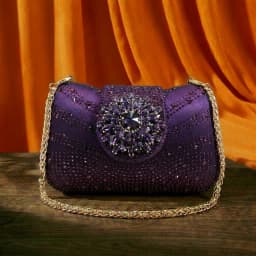 2026 Elegant Purple Color Women's Heels Shoes Bag Set Rhinestone Embellished Designer HAND CRAFTED UPPER Shoes for Special Event