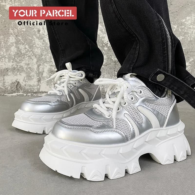 Height increasing 7CM men's shoes IG dad shoes sporty and versatile summer breathable mesh thick sole derby shoes