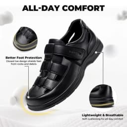 FitVille Men'S Extra Wide Leather Open Toe Sports Sandals, Orthopedic Diabetic Non Slip Support Sandals For Summer Outdoor