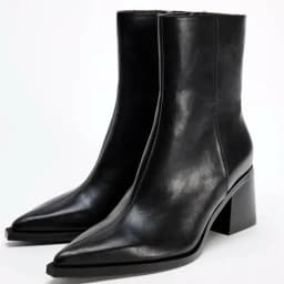 Chunky Heel Soft Leather Chelsea Boots Women Sexy Pointy Toe Side Zip Design Ankle Boots for Ladies Comfortable Women Shoes
