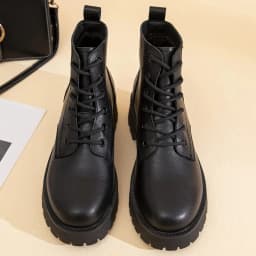 Genuine Leather Ankle Boots Women Autumn 2026 New Double Zipper Women's Ankle Boots Platform Thick Heel Motorcycle Boots Women