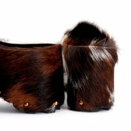 Arch Support Slip-On Handmade Women's Platform Fur Clogs, Mules with Natural Calf Hair,Studded Vintage Cowboy Style Slippers