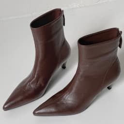 Women's cow leather pointed toe back zip autumn ankle boots elegant ladies 5.5cm thin high heel daily slim dress short booties