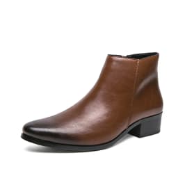 Boots Chelsea Leather Men Ankle Shoes Wedding Formal Man Business Winter Warm Height Increase 5cm