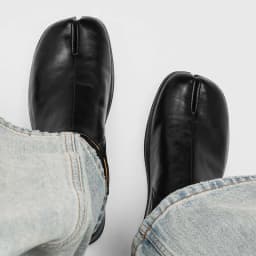 High-end Designer Split Toe Tabi Baotou Men's Slippers Fashion Men's Sneakers and Casual Shoes Retro Leather Slip-On Men's Shoes