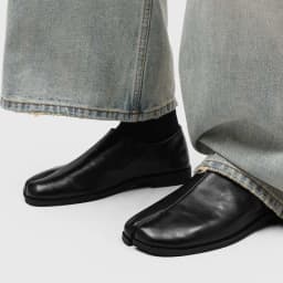 High-end Designer Split Toe Tabi Baotou Men's Slippers Fashion Men's Sneakers and Casual Shoes Retro Leather Slip-On Men's Shoes
