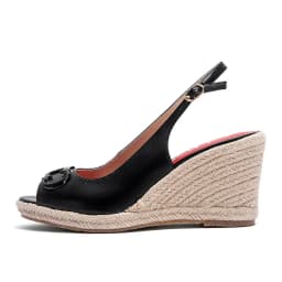 sandals summer women's casual shoes Gold INITIALS INSIGNIA PU LEATHER WEDGES Luxury brand wedge shoeses