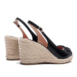 sandals summer women's casual shoes Gold INITIALS INSIGNIA PU LEATHER WEDGES Luxury brand wedge shoeses