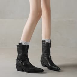 MORAZORA 2025 New Genuine Leather Boots Women Pointed Toe Buckle Wedges Heels Ankle Boots Cowboy Western Boots Ladies Shoes