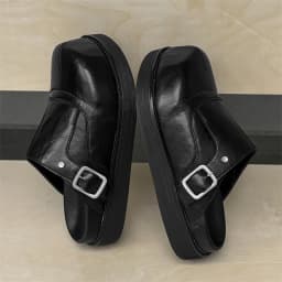 2025 Men's and Women's Leather Outer Wear Couple's Casual Thick-soled Big Head Bag Head Half Slippers Couple Slippers