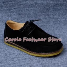 Retro Square Toe Chunky Heel Genuine Leather Male Shoes Large Size Lace-Up Outside Casual Shoes Men's Breathabale Sneakers