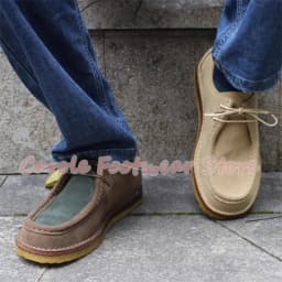 Retro Square Toe Chunky Heel Genuine Leather Male Shoes Large Size Lace-Up Outside Casual Shoes Men's Breathabale Sneakers