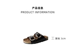Genuine Leather Casual Sandals Women Orange Black Cow Solid Color Double Buckle Strap Thick Sole Slippers Ladies Shoes Handmade