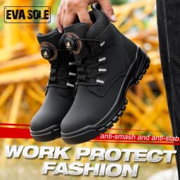 Men's Steel Toe Protective Safety Shoes, Puncture Resistant, Smash Resistant, And Slip Resistant Men's Safety Shoes, Comfortable Work Safety Shoes For Construction Sites