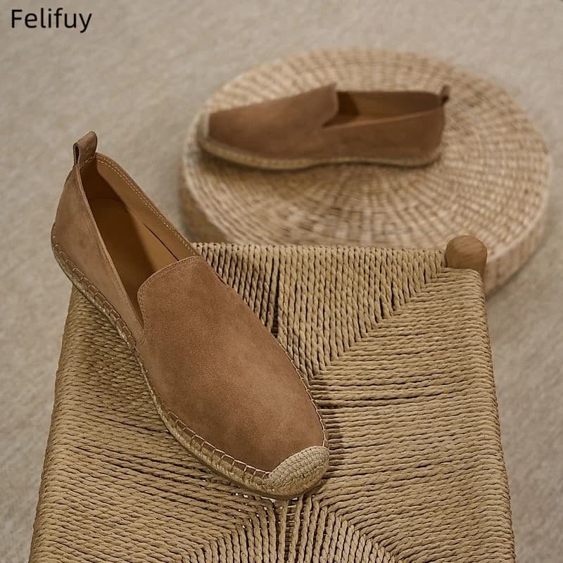 Fashion Men's Fisherman Espadrilles Casual Slip-on Flats Comfortable Breathable Shoes with Durable Sole for Daily Walking Shoes