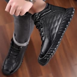 DIMANYU Men Genuine Leather Winter Snow Boots Warm High‑Top Men Casual Boots Non‑Slip Lace‑Up Male Ankle Booots Footwear