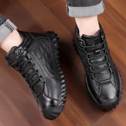 DIMANYU Men Genuine Leather Winter Snow Boots Warm High‑Top Men Casual Boots Non‑Slip Lace‑Up Male Ankle Booots Footwear