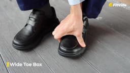FitVille Men's Wide Walking Shoes Hook and Loop Comfortable Leather Business Shoes Orthopedic Diabetic Shoes for Swollen Feet