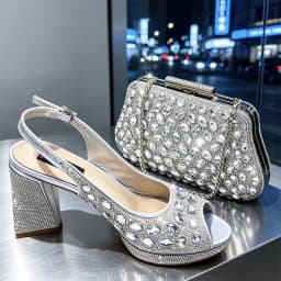Elegant Italian-Inspired High Heels and Matching Bag Set for Women - Perfect for Weddings and Parties - Trendy Fashion