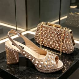 Elegant Italian-Inspired High Heels and Matching Bag Set for Women - Perfect for Weddings and Parties - Trendy Fashion