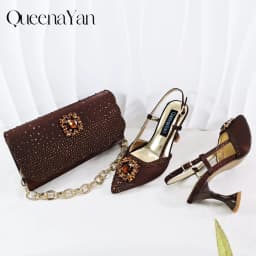 Best-selling shoes Matching bag combinations in Europe and America Diamond-embellished Bag And Shoes from the workplace Or Party