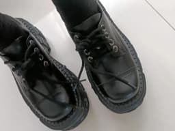 2025 Mens Leather Punk Big Head Low Top Muffin Tank Heightening Platform Locomotive Rock Loafers Shoes