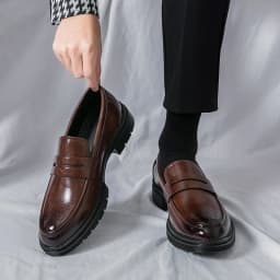 Platform Wedding Brogues Shoes For Men Classic Office Social Men's Dress Leather Shoes Formal Casual Business Loafers Male