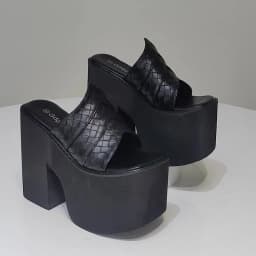 Gdgydh Black Platform Sandals for Women Wedge Heels Fashionable Strappy Back Open Toe Summer High Heel Sandals Slip-On Outdoor