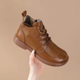 Genuine Leather Mother Shoes Women Ankle Boots Spring Autumn Retro Soft Cow Leather Brand Ladies Single Boots Plus Size 41 D623