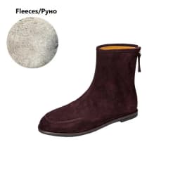 NEW Autumn/Winter Women Boots Sheep Suede Leather Shoes Women Round Toe Low Heel Shoes Slip-on Chelsea Boots Zipper Short Boots