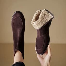 NEW Autumn/Winter Women Boots Sheep Suede Leather Shoes Women Round Toe Low Heel Shoes Slip-on Chelsea Boots Zipper Short Boots