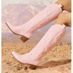 Eilyken Women Exquisite Embroidery Knee-High Boots Autumn Winter Low Heels Pointed Toe Long Booties Shoes Fashion Large Bize 43