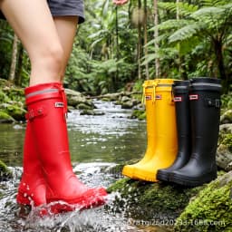 2026 Women's Fashion High-Top Rain Boots Adjustable Drawstring Buckle Non-Slip Waterproof Outdoor Hiking Canyoning Muck Shoes