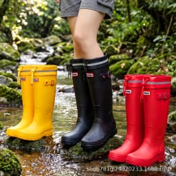 2026 Women's Fashion High-Top Rain Boots Adjustable Drawstring Buckle Non-Slip Waterproof Outdoor Hiking Canyoning Muck Shoes