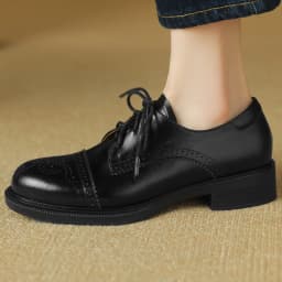 Women's cow leather carving British style lace-up flats oxfords round toe high quality soft comfortable casual female daily shoe