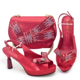 Beautiful Italian Shoes And Bag Sets For Evening Party With Stones Italian Leather Handbags Match Bags! 1-1