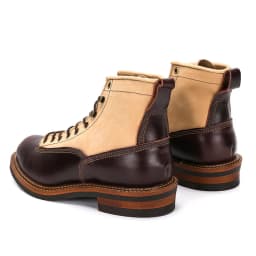 Men's Spring Color Block Combat Boots, Black High Top Two-Tone Work Boots, British Mid-Calf Military Style Lace Up
