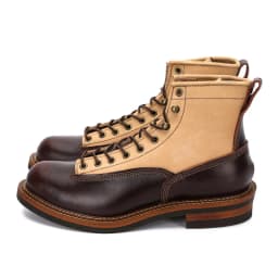 Men's Spring Color Block Combat Boots, Black High Top Two-Tone Work Boots, British Mid-Calf Military Style Lace Up