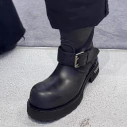 Dark Style Knight Boots for Men's and Women's Belt Buckles Upturned Motorcycle Boots Retro Long Boots Mid Tube Combat Boots