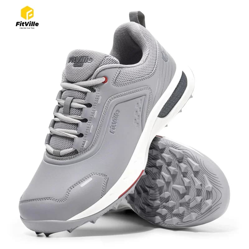 FitVille Wide Width Spikeless Golf Shoes For Men Water Resistant Non Slip Lightweight Professional Outdoor Golf Course Footwear