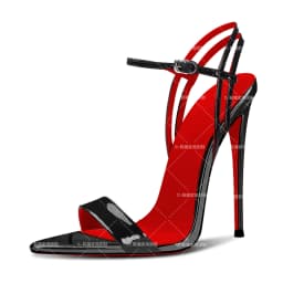 New 12cm Pointed Lace Up High-Heeled Shoes for Women, Black, Sexy, Straight Buckle Fashion, Plus Size Sandals