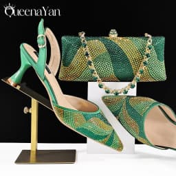 Festive Elegance Spot Goods Dazzling Heels and Chic Long Bag Clutch Perfect Combination Of Shoes And Bag for Special Occasions