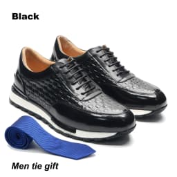 Luxury Autumn Winter Men's Leather Oxford Shoes Plaid Pattern Natural Genuine Leather Lace-up Sneakers Business Casual Shoes