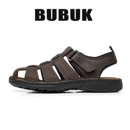 Bubuk Men's Sports Sandals Made of Top-Grain Leather, Open-Toe Outdoor Non-Slip Casual Shoes, Fashionable Outdoor Beach Shoes, Lightweight and Comfortable, Suitable for Both Men and Women, Ideal for Outdoor Hiking, Travel, and Work