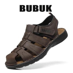Bubuk Men's Sports Sandals Made of Top-Grain Leather, Open-Toe Outdoor Non-Slip Casual Shoes, Fashionable Outdoor Beach Shoes, Lightweight and Comfortable, Suitable for Both Men and Women, Ideal for Outdoor Hiking, Travel, and Work