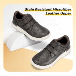 Fitville Men'S Leather Shoes Wide Walking Shoes Water-Repellent Slip On Comfort Casual Dress Sneaker For Diabetic Swollen Feet